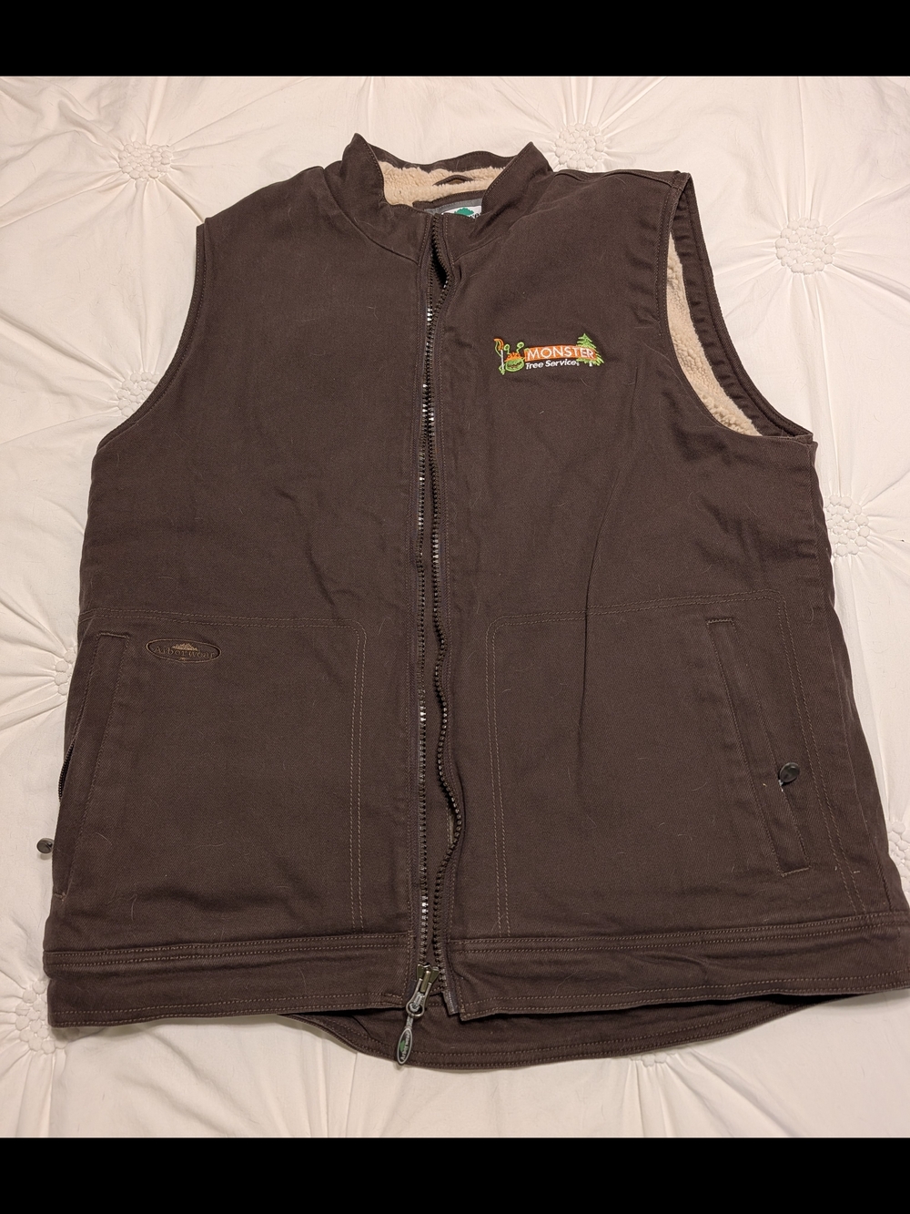 Mens Brown Sherpa-Lined Work Vest by Monst